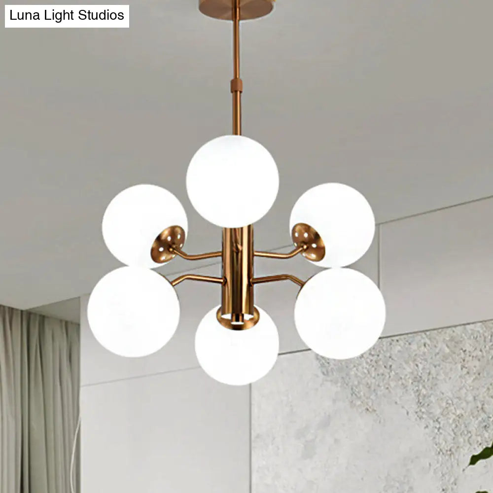 Modern Gold Ball Pendant Chandelier - Multiple Led Lights And Sputnik Design With White Glass