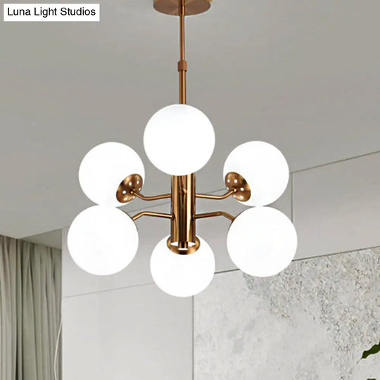 Modern Gold Ball Pendant Chandelier - Multiple Led Lights And Sputnik Design With White Glass