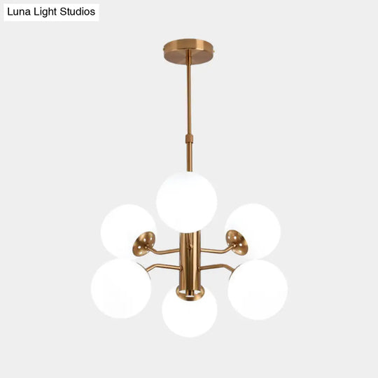 Modern Gold Ball Pendant Chandelier - Multiple Led Lights And Sputnik Design With White Glass