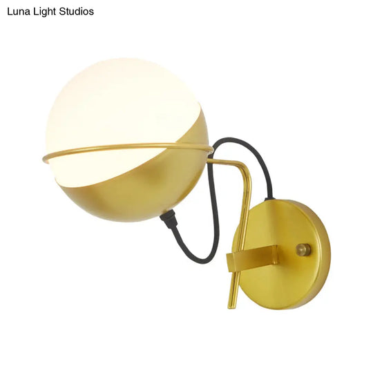 Modern Gold Ball Wall Sconce - Metallic 1-Light Loop Fixture