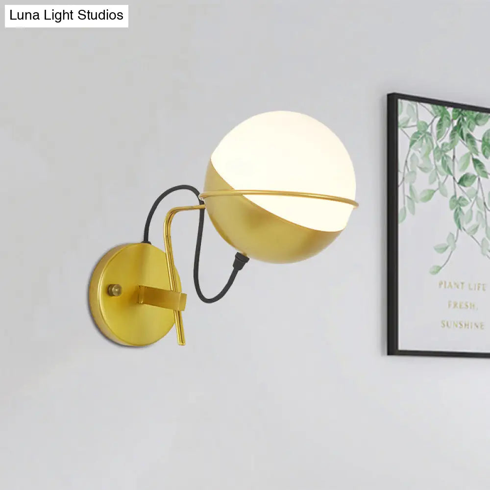 Modern Gold Ball Wall Sconce - Metallic 1-Light Loop Fixture