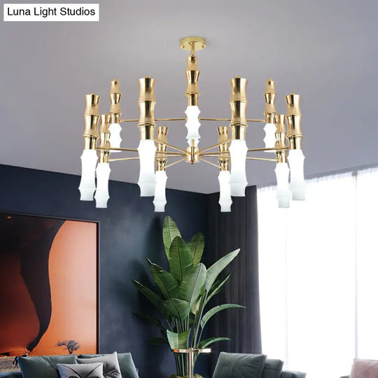 Modern 12-Heads Gold Bamboo Chandelier With Sputnik Design