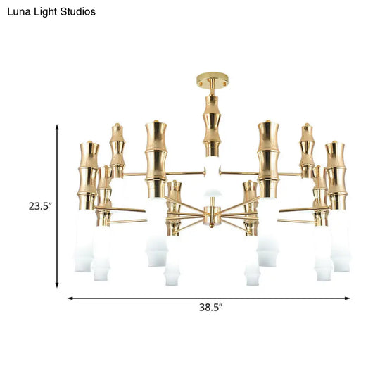 Modern 12-Heads Gold Bamboo Chandelier With Sputnik Design