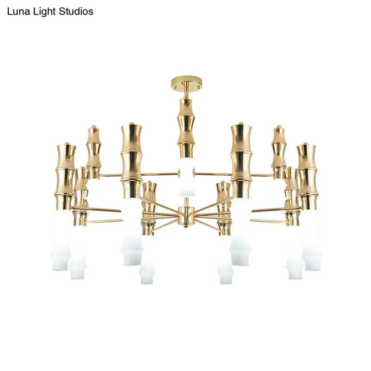 Modern 12-Heads Gold Bamboo Chandelier With Sputnik Design