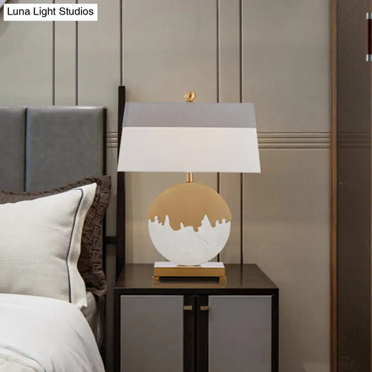 Modern Gold Bedside Lamp With Pagoda Fabric Shade - 1-Head Task Lighting For Bedroom