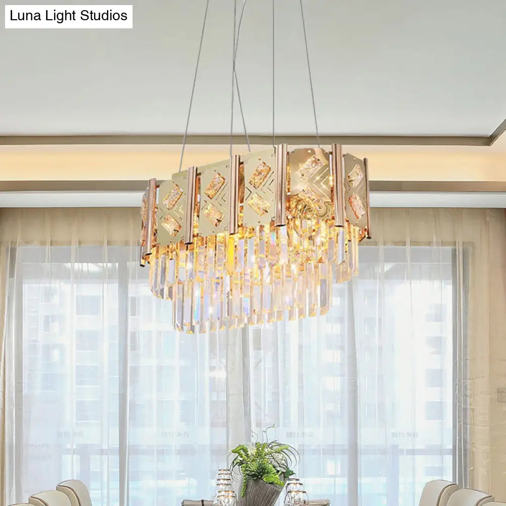 Gold Beveled Crystal Prisms Tiered Chandelier - Modern 10-Light Ceiling Pendant