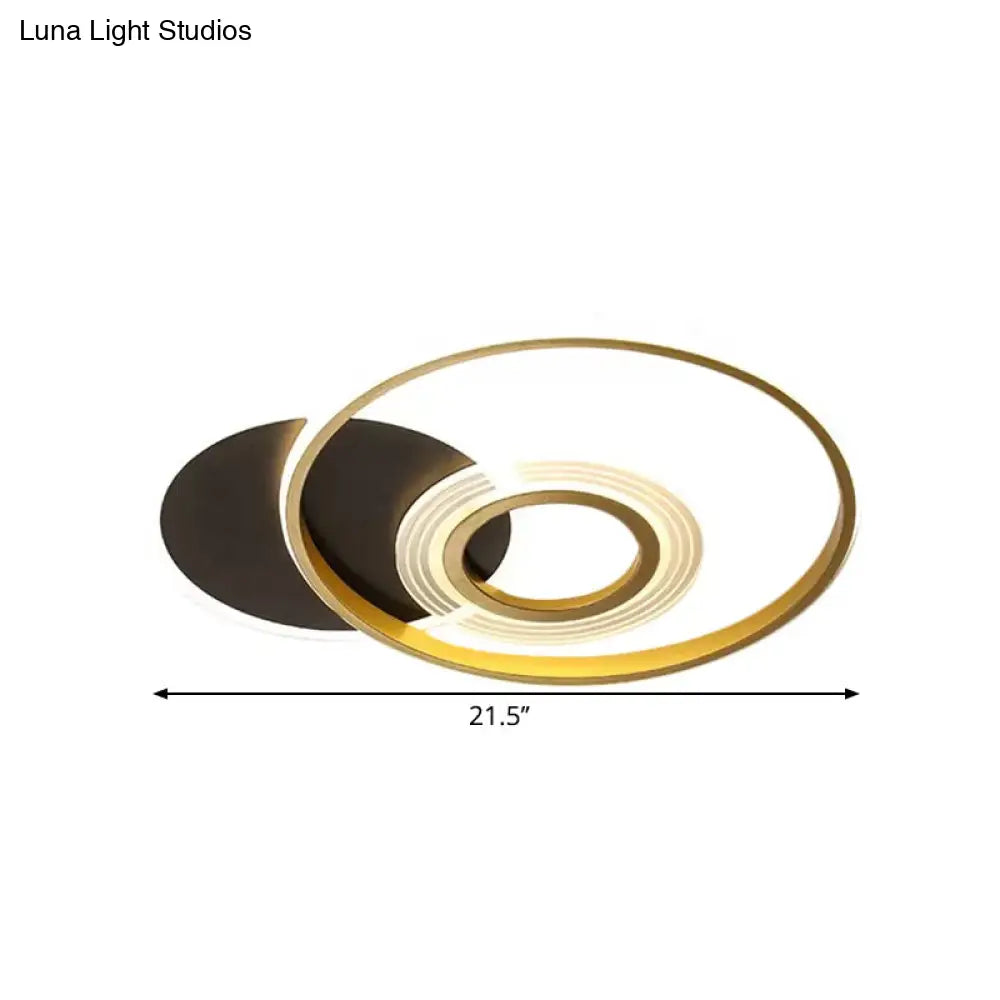 Modern Gold/Black And White Led Ceiling Mounted Fixture In Warm/White Light 18.5/21.5 Wide