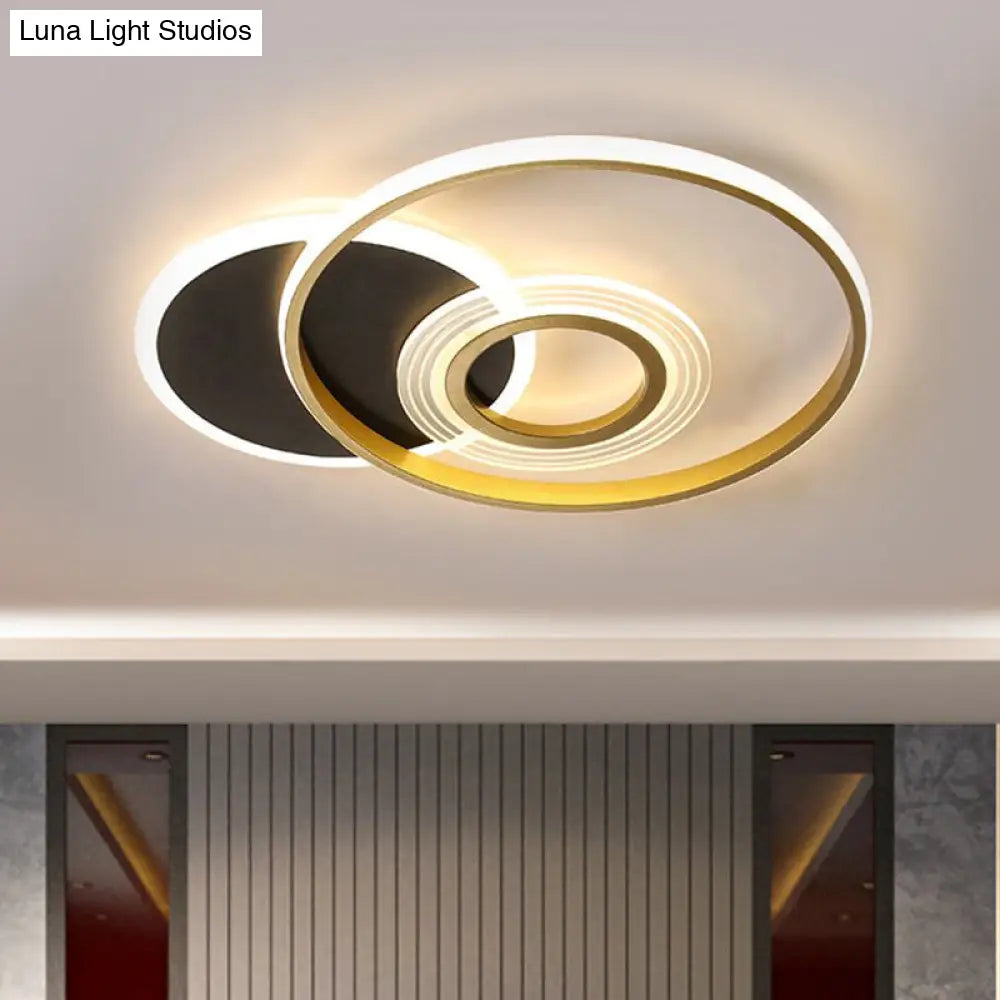 Modern Gold/Black And White Led Ceiling Mounted Fixture In Warm/White Light 18.5/21.5 Wide