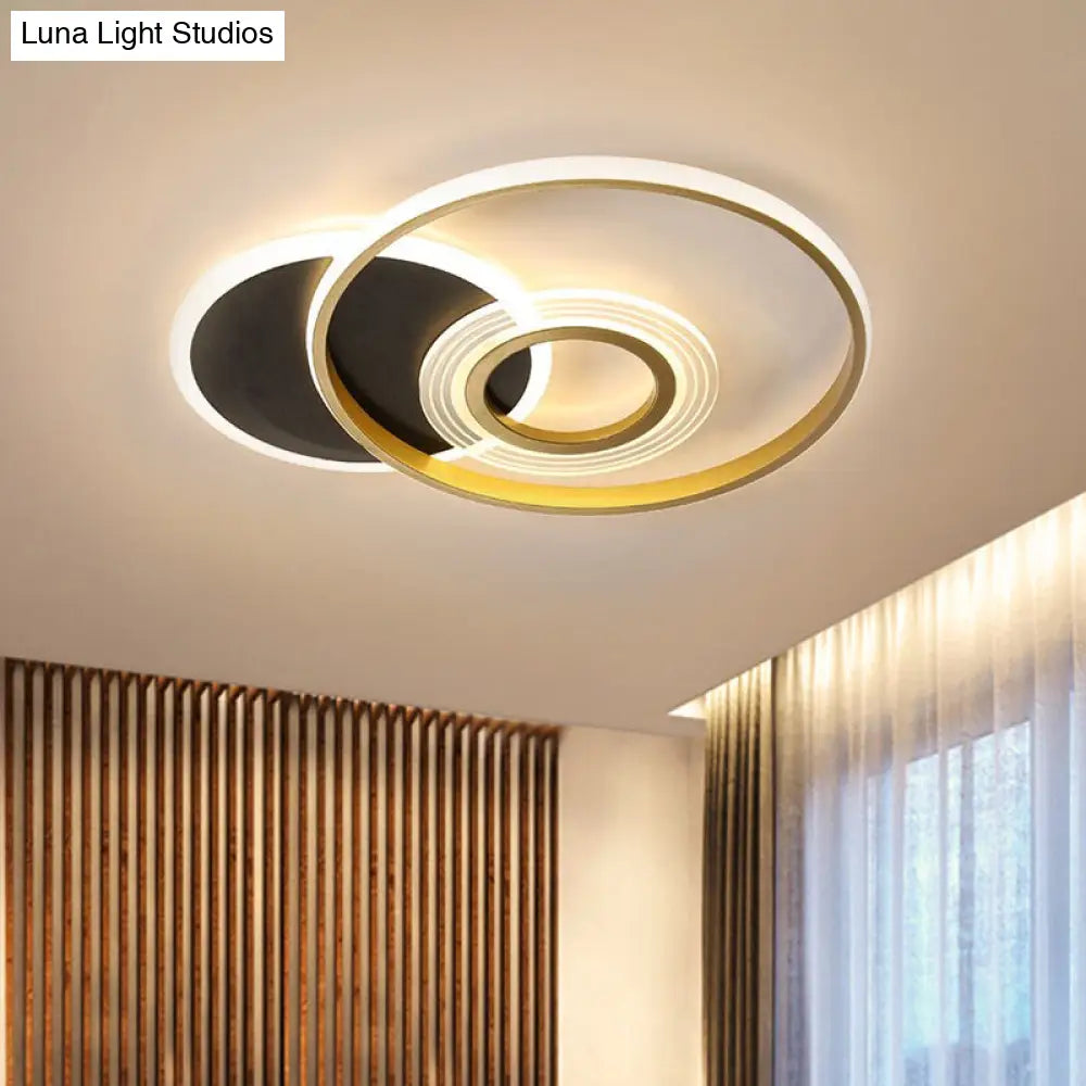 Modern Gold/Black And White Led Ceiling Mounted Fixture In Warm/White Light 18.5/21.5 Wide Gold /