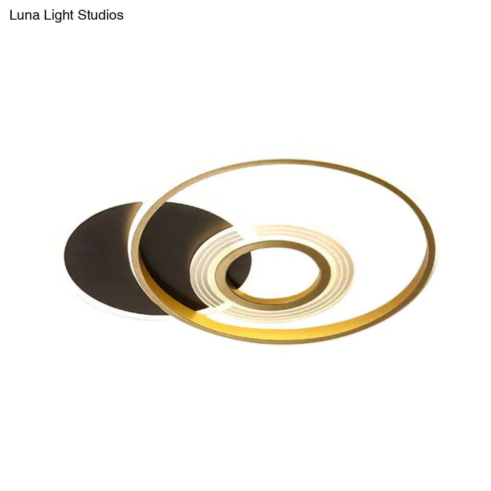 Modern Gold/Black And White Led Ceiling Mounted Fixture In Warm/White Light 18.5’/21.5’ Wide