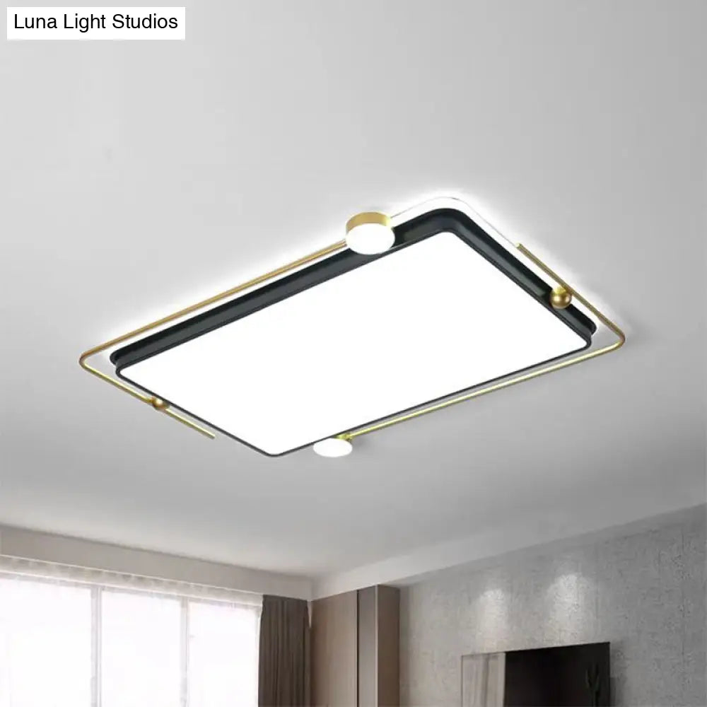 Modern Gold - Black Geometric Flush Ceiling Light: Led Mount Fixture For Contemporary Metal Bedroom