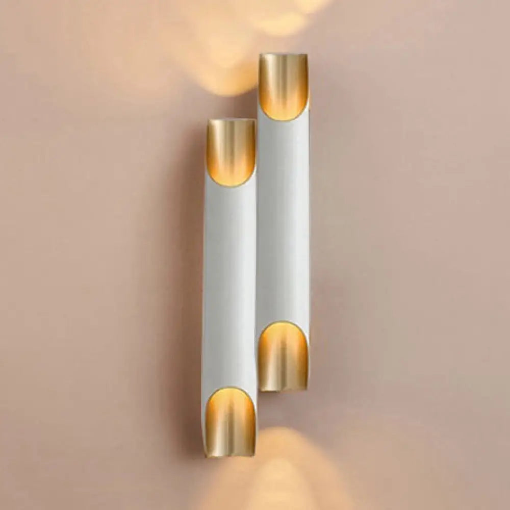 Modern Gold/Black/White Pipe Wall Light Sconce - 2/4 Lights Metal Mounted For Living Room 4 / White