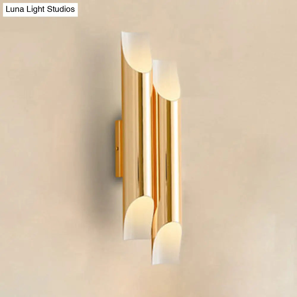 Modern Gold/Black/White Pipe Wall Light Sconce - 2/4 Lights Metal Mounted For Living Room