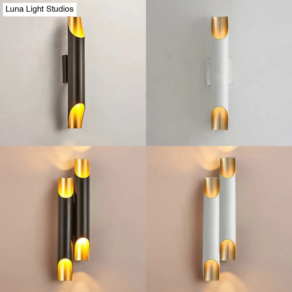 Modern Gold/Black/White Pipe Wall Light Sconce - 2/4 Lights Metal Mounted For Living Room