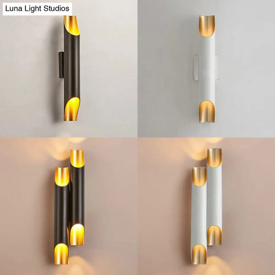 Modern Gold/Black/White Pipe Wall Light Sconce - 2/4 Lights Metal Mounted For Living Room