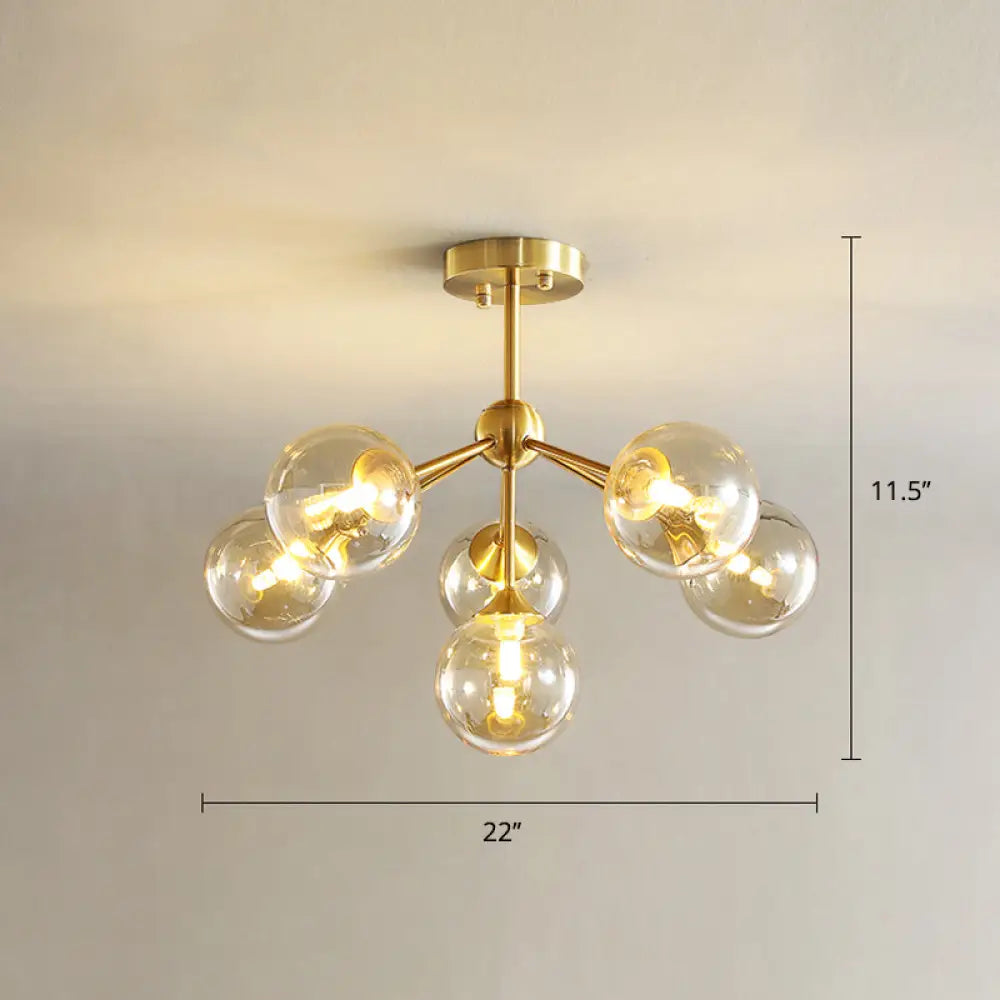 Modern Gold Branch Glass Ceiling Light 6 / Amber