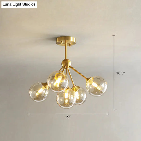 Modern Gold Branch Glass Ceiling Light 5 / Amber