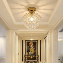 Modern Gold Branching Ceiling Lighting With Crystal Strand - Semi Flush Mount For Aisle