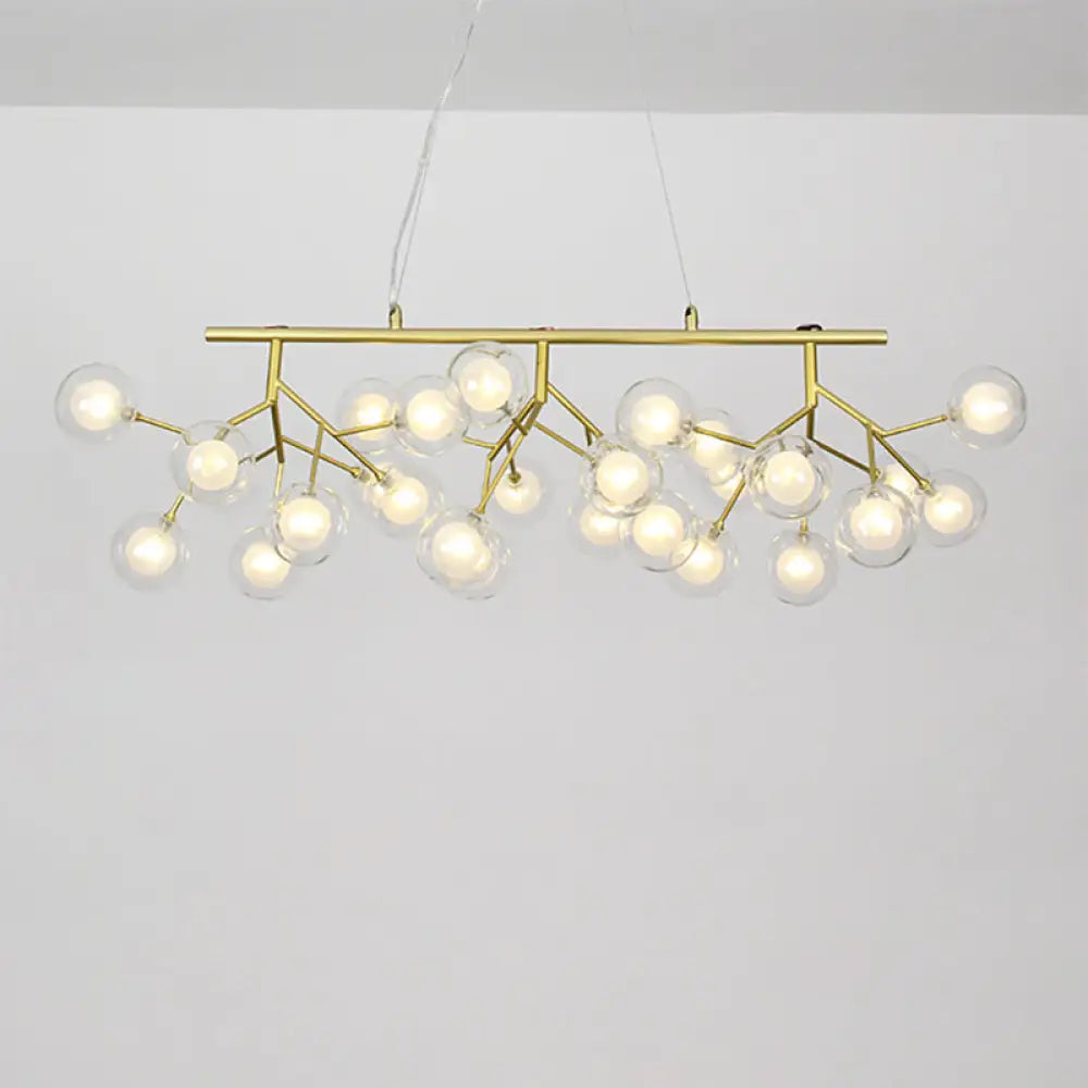 Modern Gold Bubble Chandelier With Branch Design Clear Glass 39/47 Width 27/36-Light Hanging Lamp