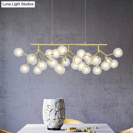 Modern Gold Bubble Chandelier With Branch Design Clear Glass 39/47 Width 27/36-Light Hanging Lamp