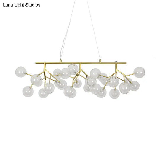 Modern Gold Bubble Chandelier With Branch Design Clear Glass 39/47 Width 27/36-Light Hanging Lamp