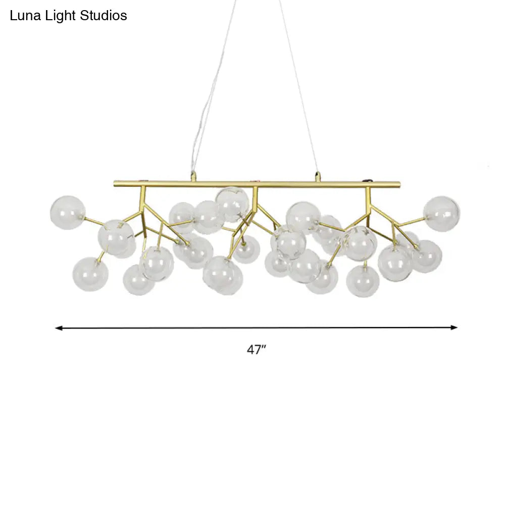 Modern Gold Bubble Chandelier With Branch Design Clear Glass 39/47 Width 27/36-Light Hanging Lamp