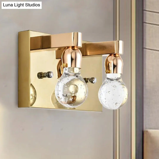 Modern Gold Bulb-Shaped Crystal Wall Sconce - Bedroom Bubble Light Fixture