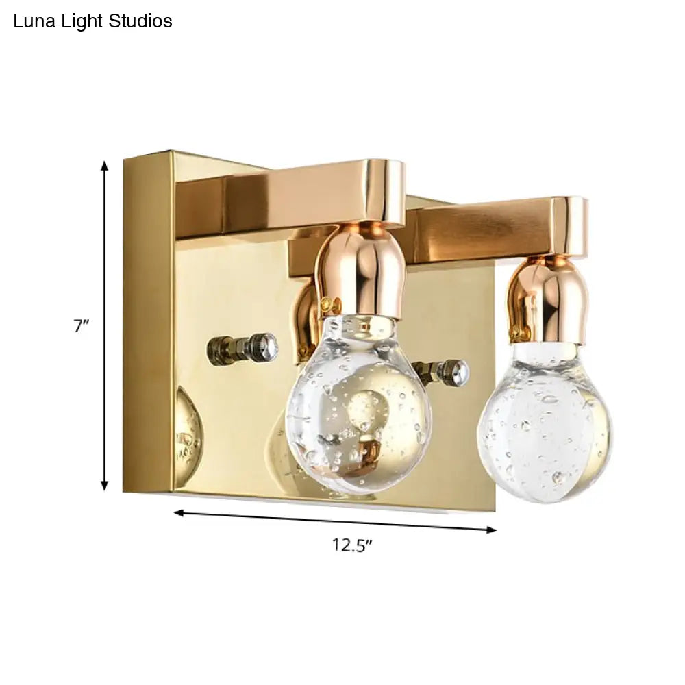 Modern Gold Bulb-Shaped Crystal Wall Sconce - Bedroom Bubble Light Fixture