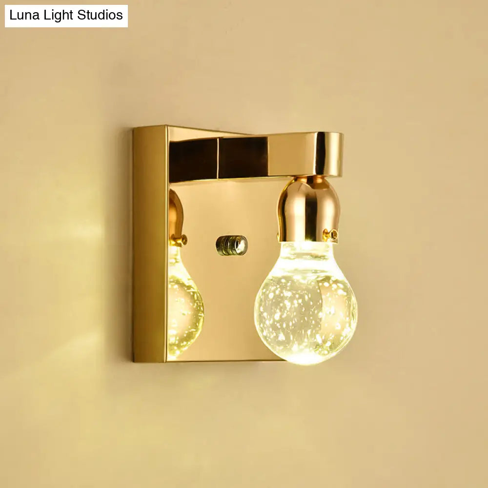 Modern Gold Bulb-Shaped Crystal Wall Sconce - Bedroom Bubble Light Fixture