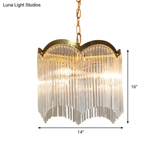 Modern Gold Ceiling Chandelier With Crystal Rod Shades - 3/6 Heads Kitchen Hanging Lamp