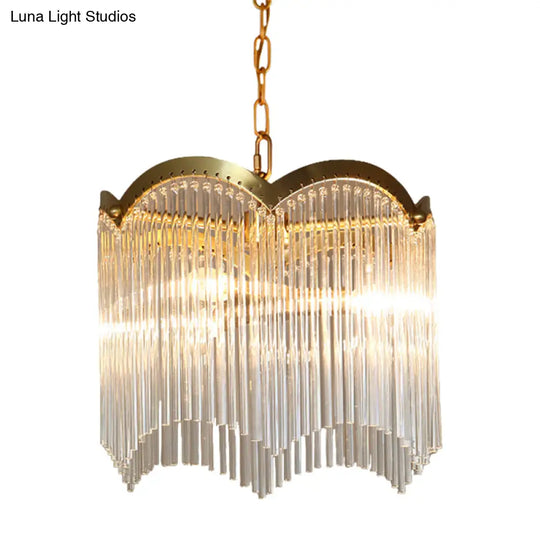 Modern Gold Ceiling Chandelier With Crystal Rod Shades - 3/6 Heads Kitchen Hanging Lamp