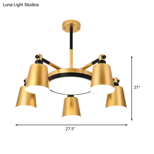 Modern Gold Chandelier - Barrel And Round Design With 3/5/6 Lights Ideal For Living Room Ceiling