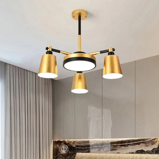 Modern Gold Chandelier - Barrel And Round Design With 3/5/6 Lights Ideal For Living Room Ceiling