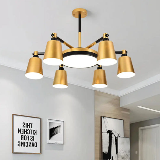 Modern Gold Chandelier - Barrel And Round Design With 3/5/6 Lights Ideal For Living Room Ceiling