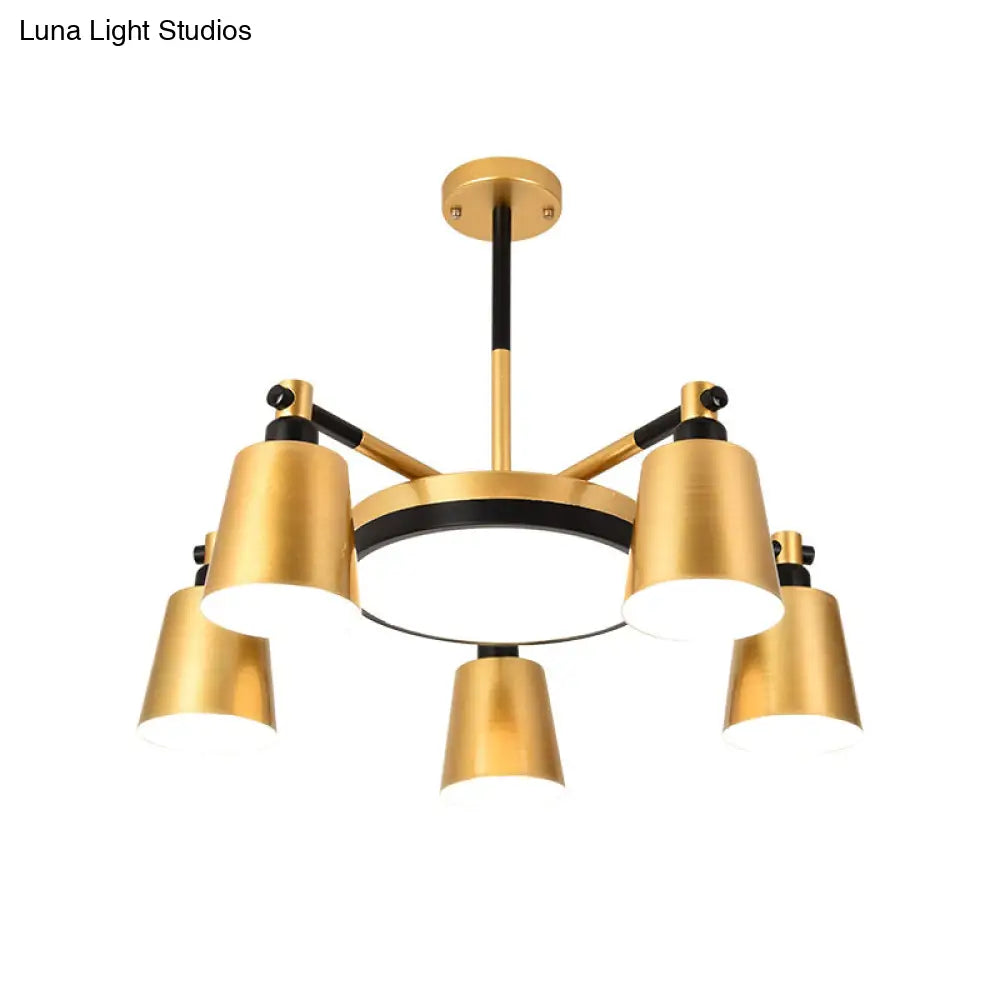 Modern Gold Chandelier - Barrel And Round Design With 3/5/6 Lights Ideal For Living Room Ceiling