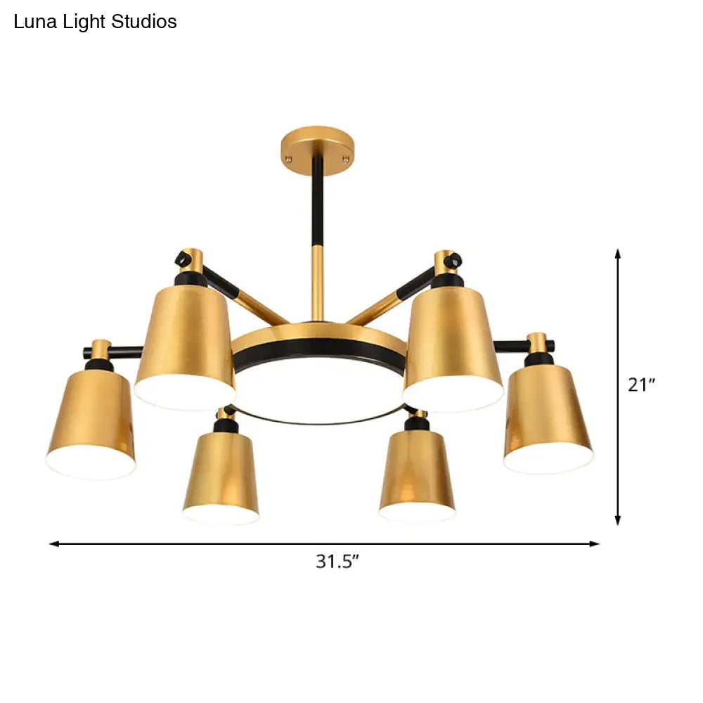 Modern Gold Chandelier - Barrel And Round Design With 3/5/6 Lights Ideal For Living Room Ceiling