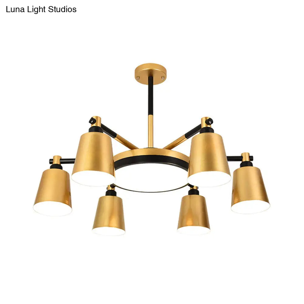 Modern Gold Chandelier - Barrel And Round Design With 3/5/6 Lights Ideal For Living Room Ceiling