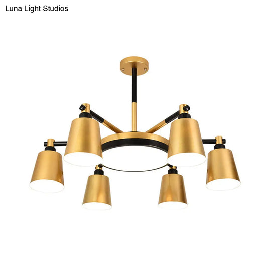 Modern Gold Chandelier - Barrel And Round Design With 3/5/6 Lights Ideal For Living Room Ceiling