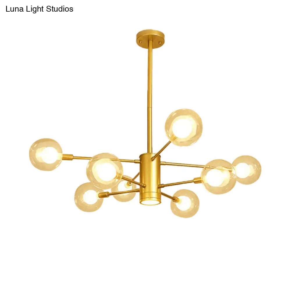 Modern Gold Chandelier Lamp With Clear Glass Shades - 6/8 Lights Ideal For Living Room Ceiling