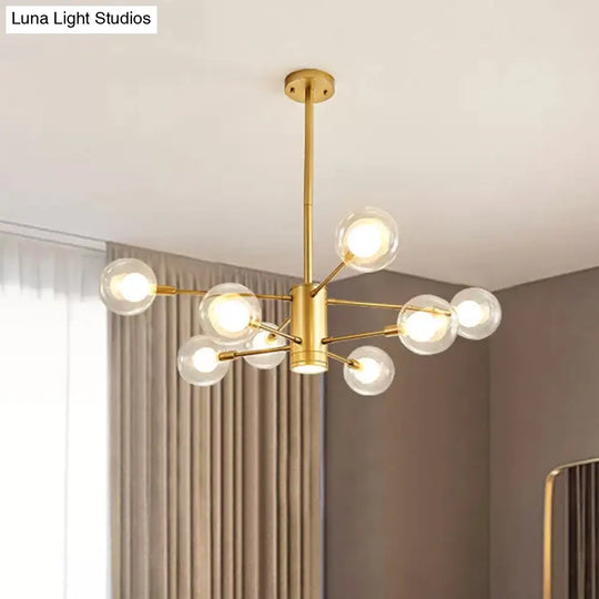 Modern Gold Chandelier Lamp With Clear Glass Shades - 6/8 Lights Ideal For Living Room Ceiling