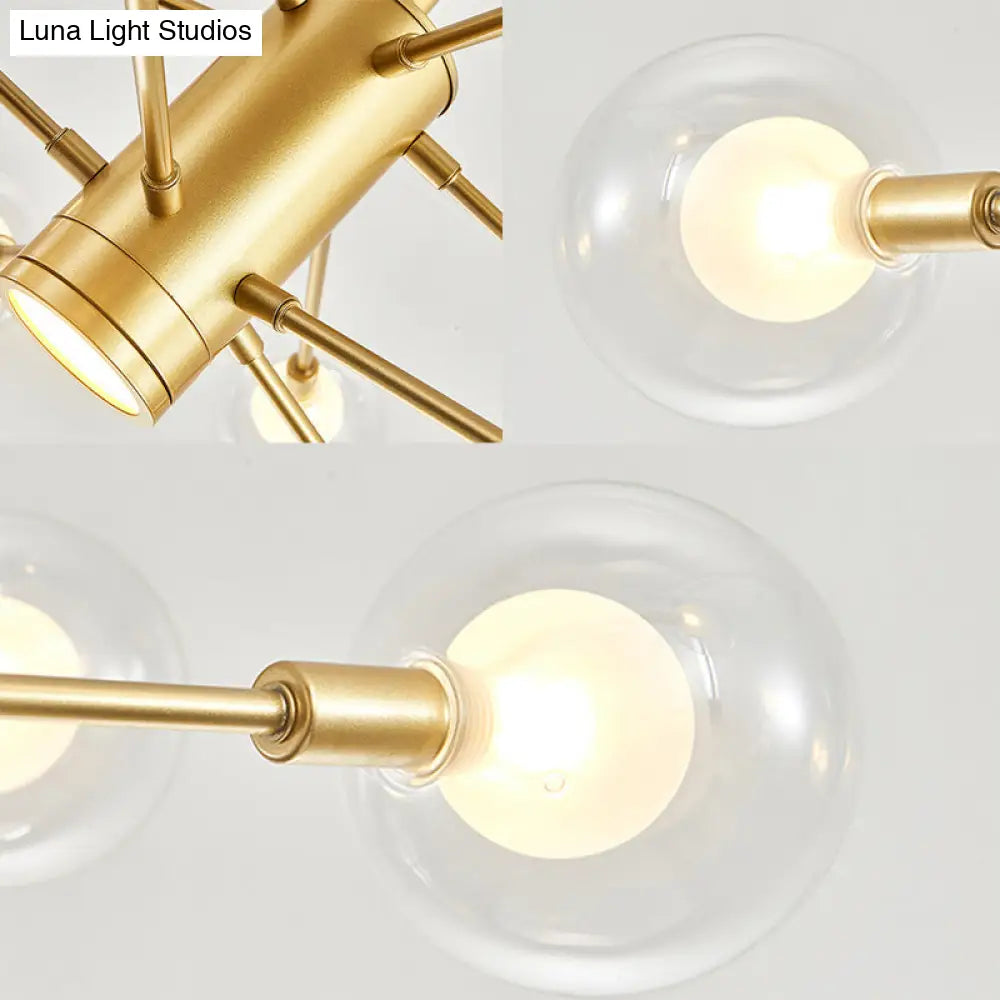 Modern Gold Chandelier Lamp With Clear Glass Shades - 6/8 Lights Ideal For Living Room Ceiling