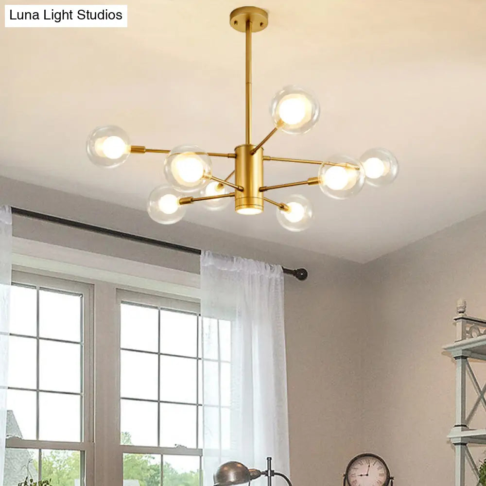 Modern Gold Chandelier Lamp - 6/8 Lights With Clear Glass Shade Ceiling Hang Light For Living Room 8