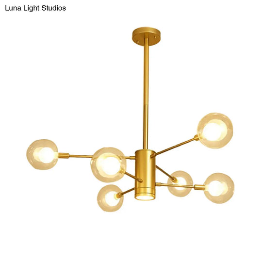 Modern Gold Chandelier Lamp With Clear Glass Shades - 6/8 Lights Ideal For Living Room Ceiling