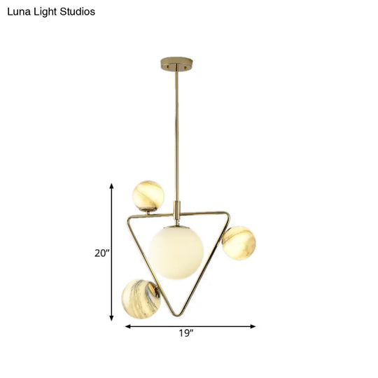 Modern Gold Chandelier Light With Nordic Ball Design - Frosted Glass 4-Bulb Pendant Lamp For Living