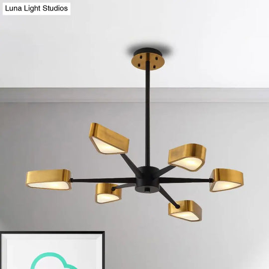 Modern Gold Chandelier Triangle Hanging Lamp - 6/8 Lights Pendant Light For Dining Room