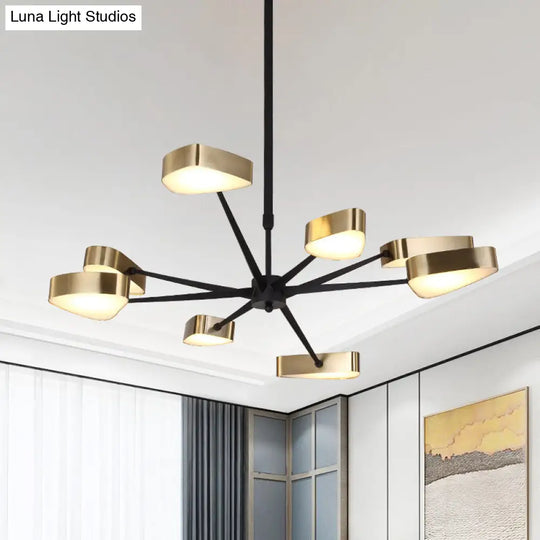 Modern Gold Chandelier Triangle Hanging Lamp - 6/8 Lights Pendant Light For Dining Room