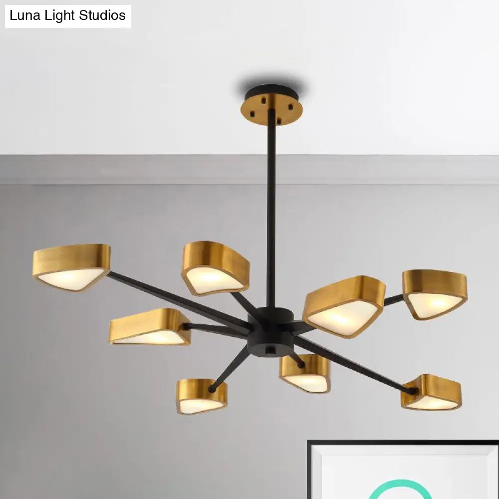 Modern Gold Chandelier Triangle Hanging Lamp - 6/8 Lights Pendant Light For Dining Room