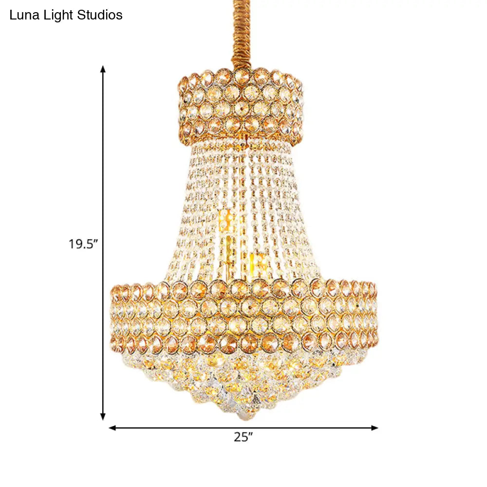 Modern Gold Chandelier With Beveled Glass Crystal Shades - 5/8-Light Sitting Room Focus