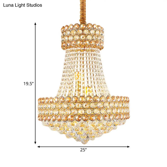 Modern Gold Chandelier With Beveled Glass Crystal Shades - 5/8-Light Sitting Room Focus