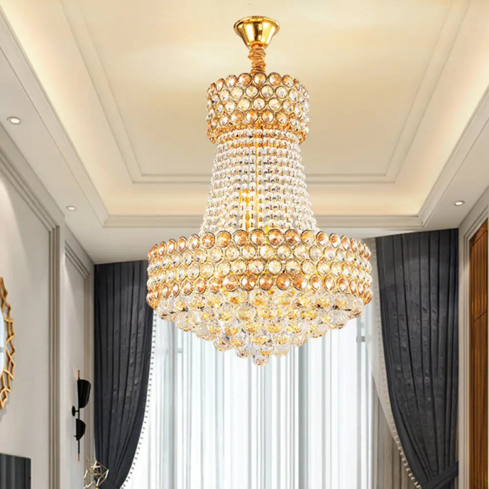 Modern Gold Chandelier With Beveled Glass Crystal Shades - 5/8-Light Sitting Room Focus 5 /